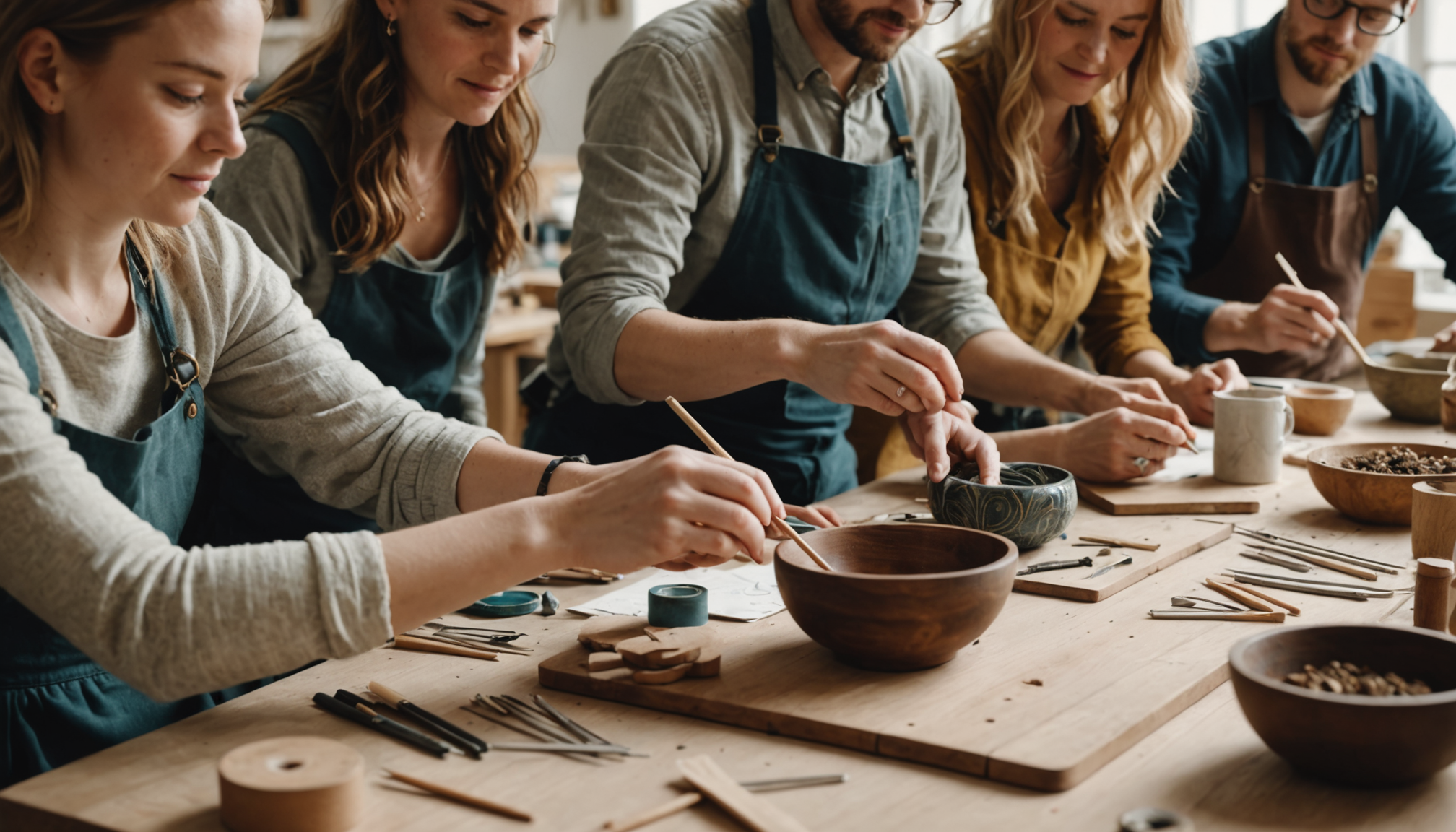 participez à nos ateliers et cours pour apprendre de nouvelles techniques artisanales et repartez avec une création faite main unique. expérience créative garantie pour tous les niveaux !